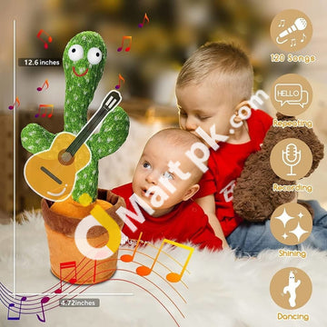 Electronic Dancing Cactus Plush Toy Battery Operated Which Light Up With Recording & Talking -